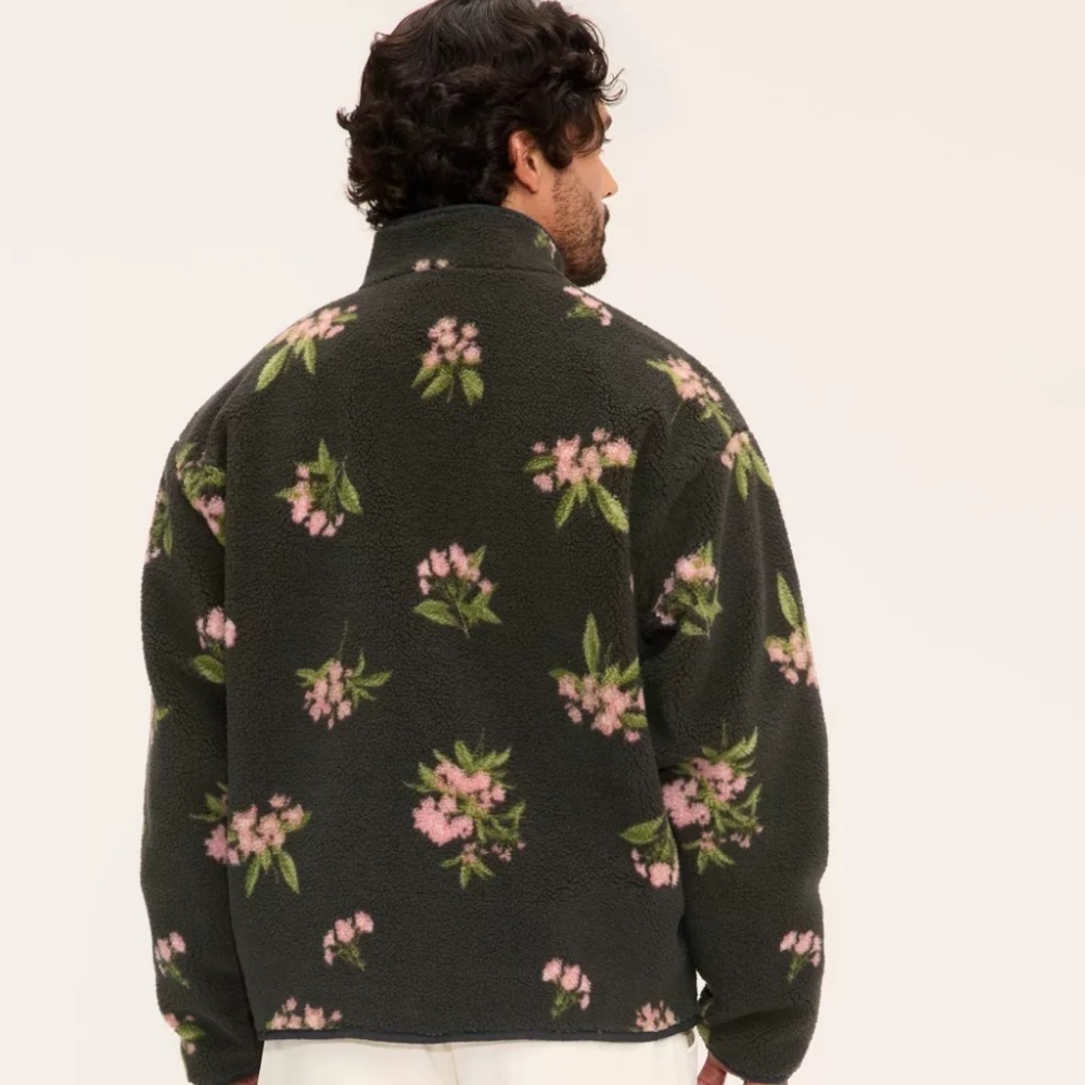 NWT Adult Floral Zip-Up Fleece Jacket - Woolrich x Target Olive Green - Picture 3 of 7